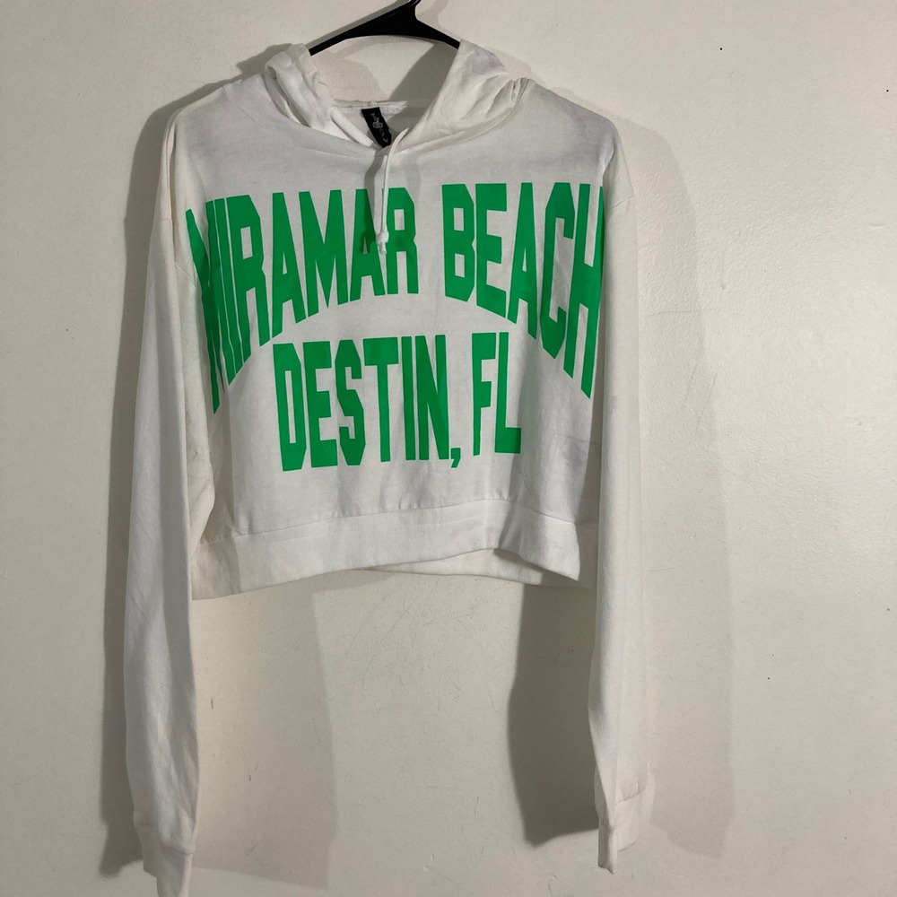 Alvin's Island Cropped Hoodie Womens Large White Miramar Beach Destin FL